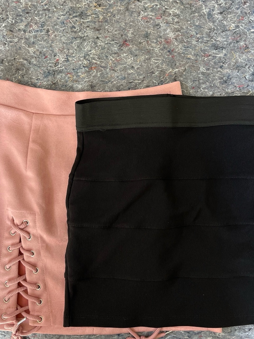 Joe Benbasset Pink Lace-Up Mini & Black Bandage Mini Skirts